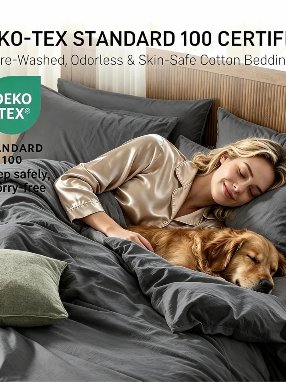 New King Pre-Washed Cotton Duvet Cover,Lightweight Breathable Moisture-Wicking